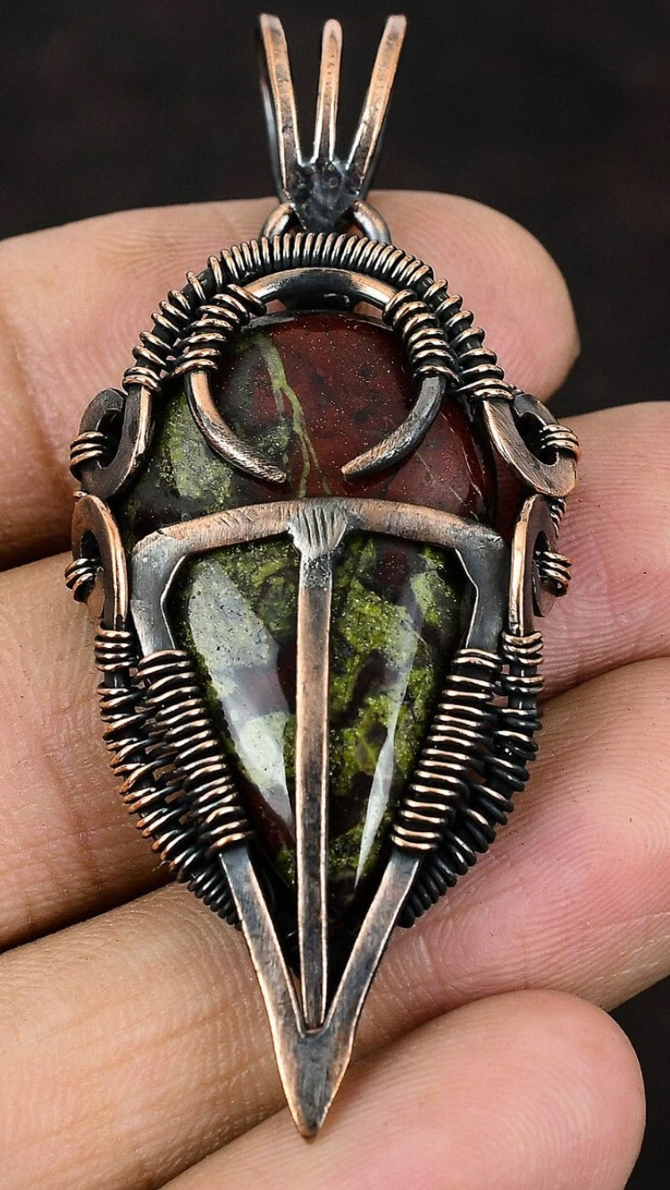 Dragon Bloodstone Copper Wrapped Pendant