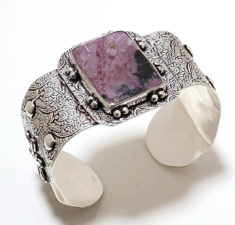 Russian Charoite Gemstone Cuff Bracelet