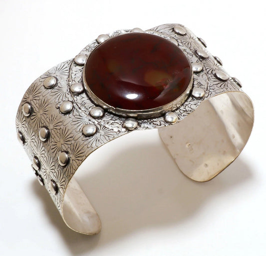 Sterling Silver Red Carnelian Cuff Bracelet
