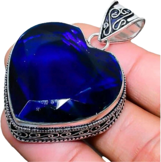 Blue Sapphire Heart Pendant