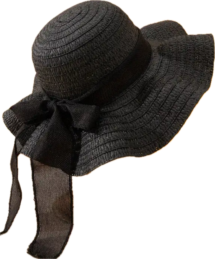 Gothic Black Straw Sunhat