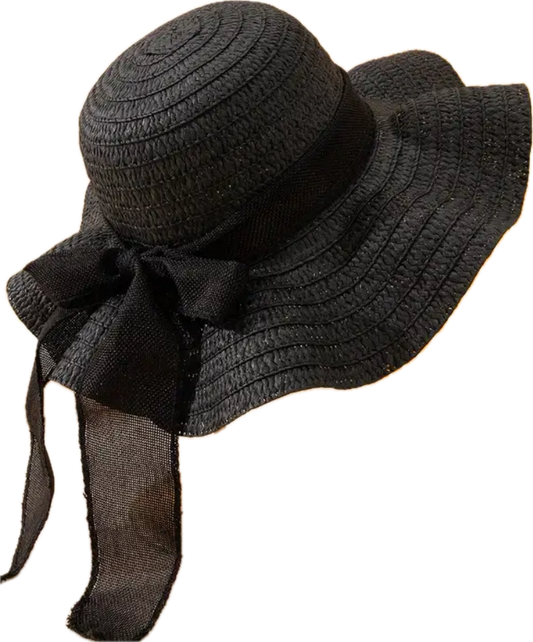 Gothic Black Straw Sunhat
