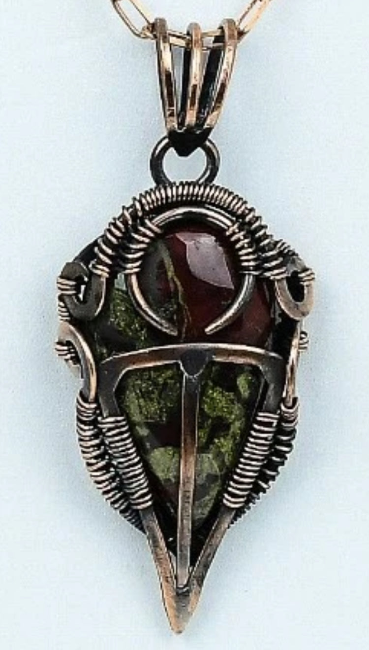Dragon Bloodstone Copper Wrapped Pendant