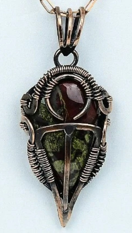 Dragon Bloodstone Copper Wrapped Pendant