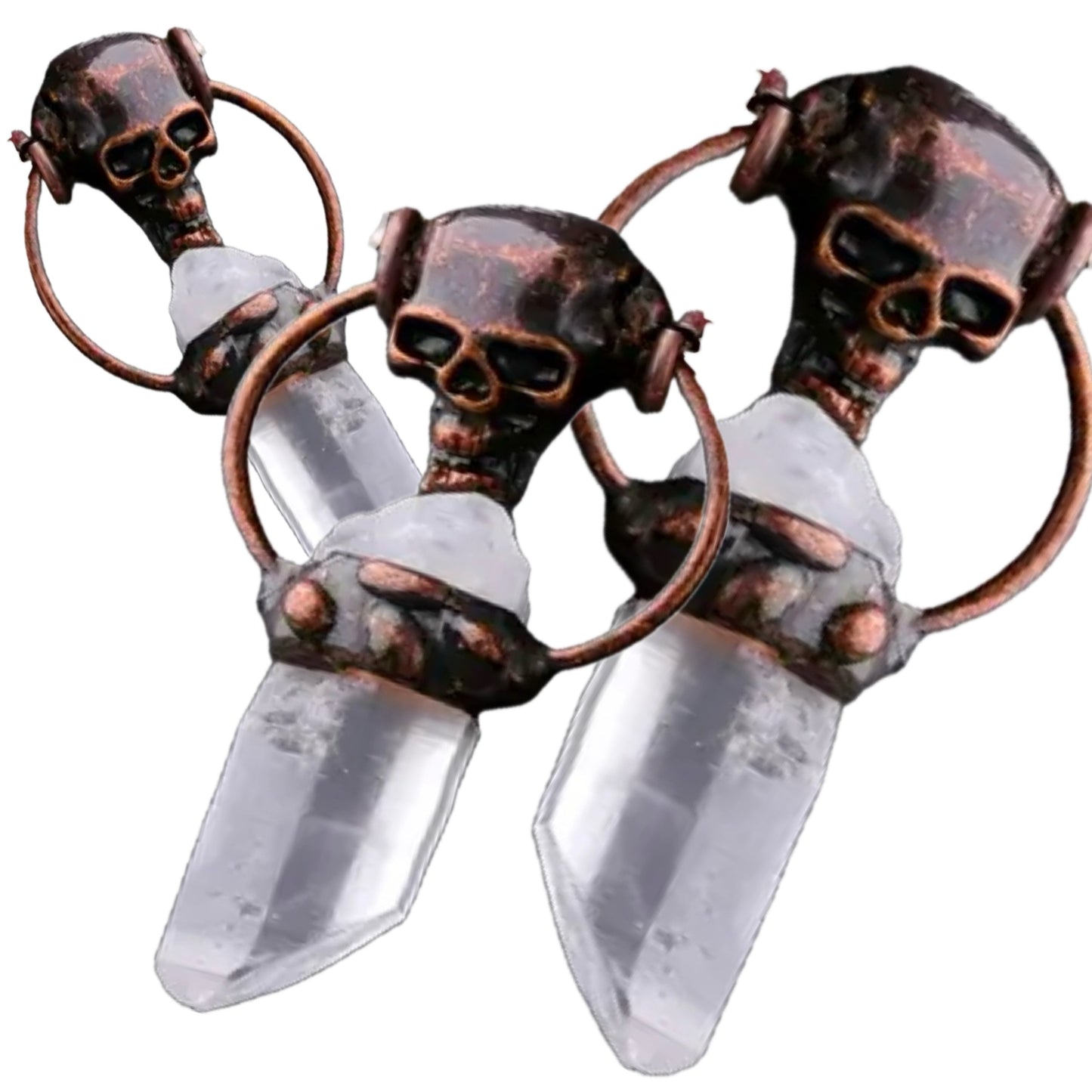 Copper Skull with Record Keeper Quartz