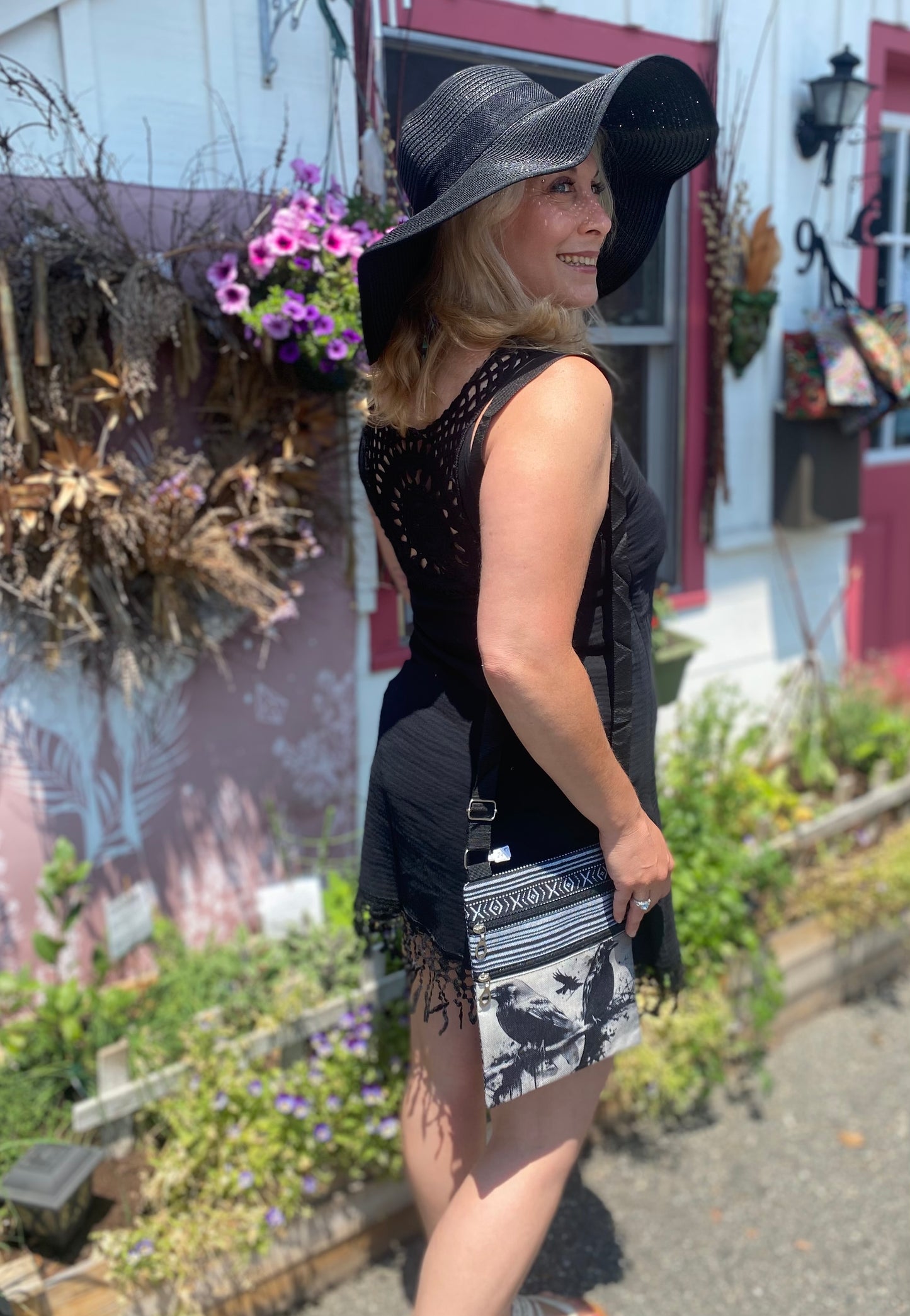 Gothic Black Straw Sunhat