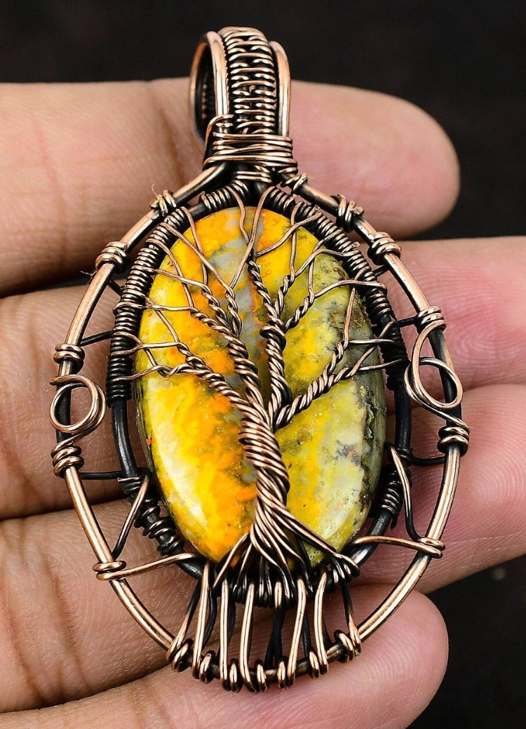 Bumblebee Jasper Tree Of Life Pendant