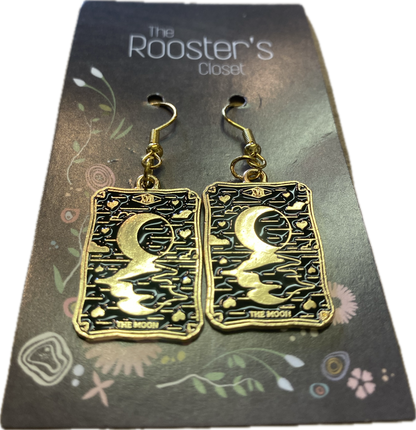 The Moon Tarot Card Dangle Earrings