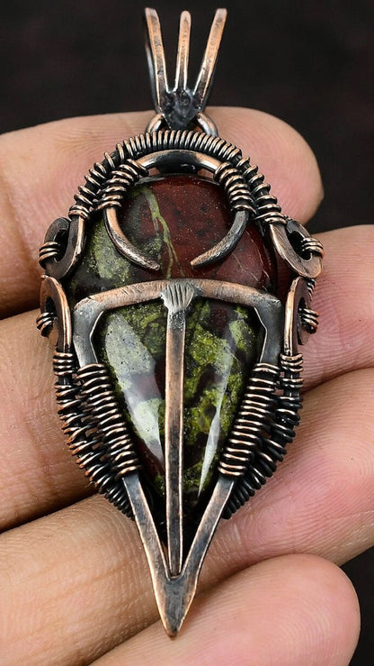 Dragon Bloodstone Copper Wrapped Pendant