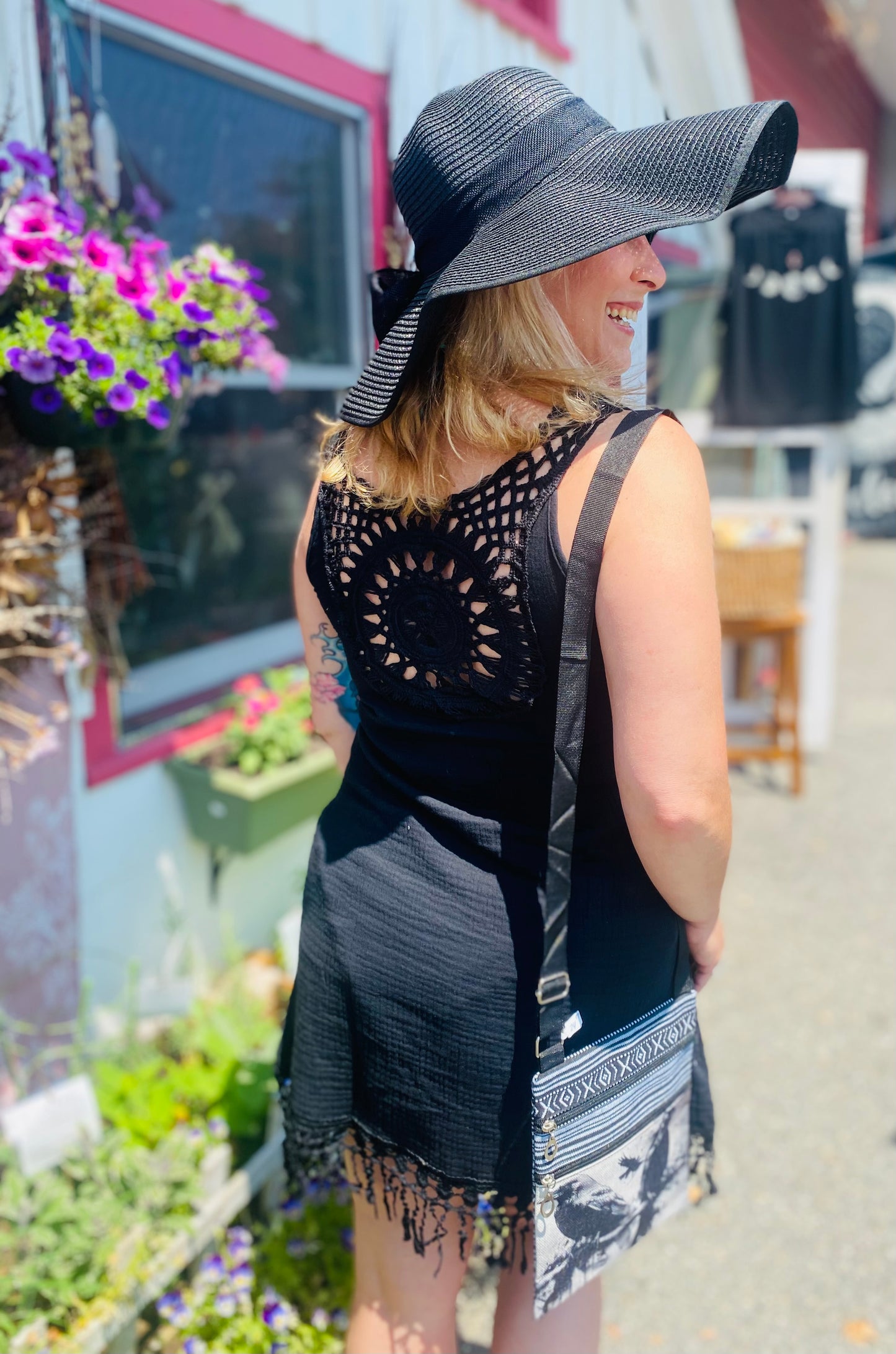 Gothic Black Straw Sunhat