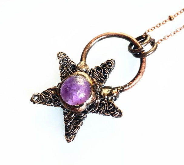 The Earth & Star Pendant: Spun Copper Pentagram Necklace