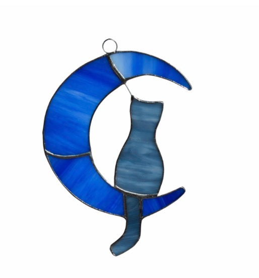 Half Moon Kitty Stained Glass