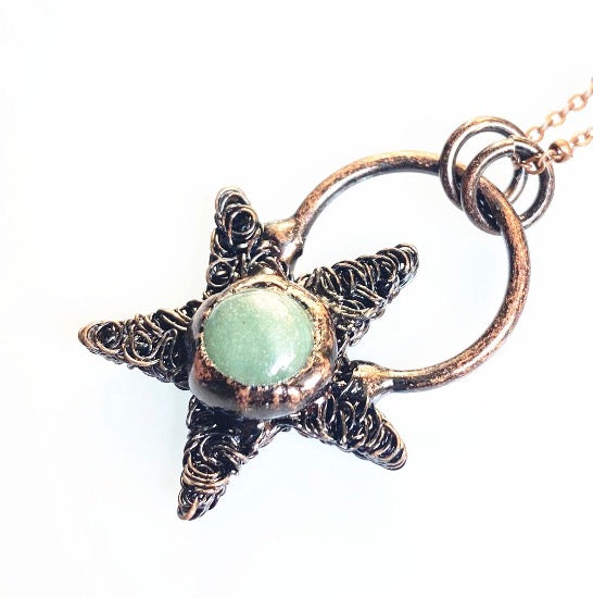 The Earth & Star Pendant: Spun Copper Pentagram Necklace