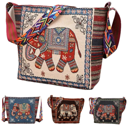 Embroidered Elephant Crossbody Bag