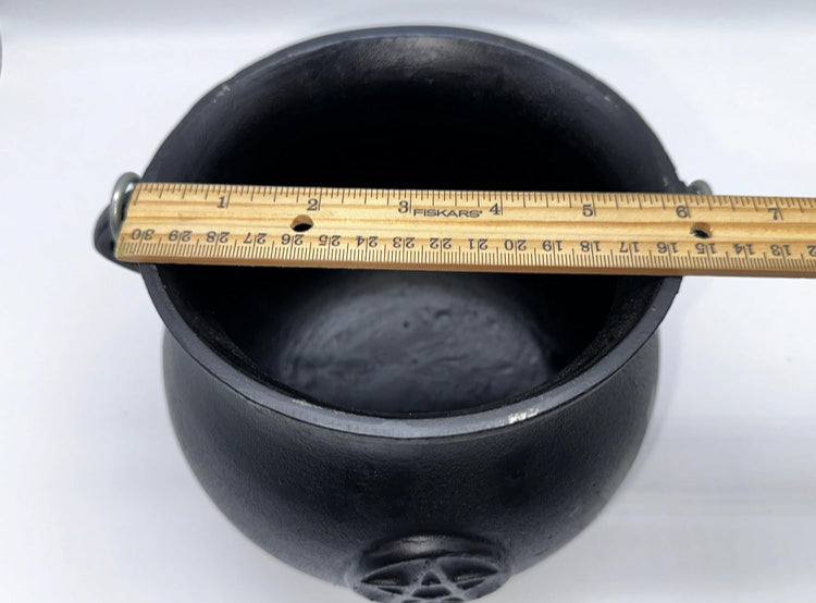 Pentacle Cast Iron Cauldron with Lid and Handle