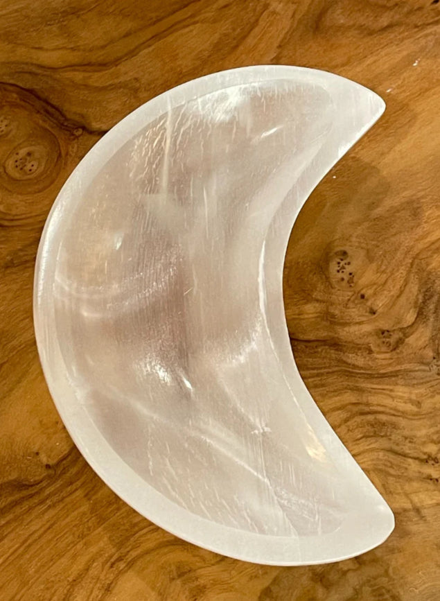 Selenite Crescent Moon Dish