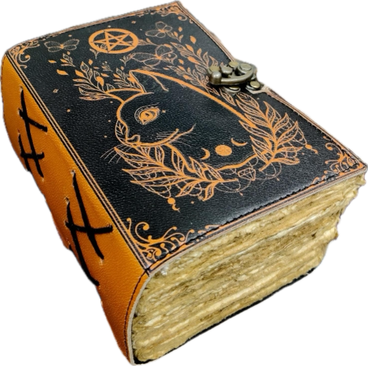 Celtic Cat Leather Grimoire: Handmade Vintage Spell Book of Shadows