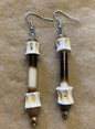 Fish Vertebrae Porcupine Quills and Autumn Jasper Dangle Earrings