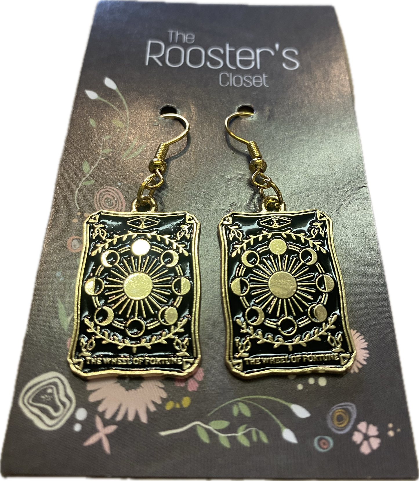 Wheel Of Fortune Tarot Card Dandle Earrings