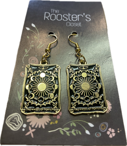 Wheel Of Fortune Tarot Card Dandle Earrings