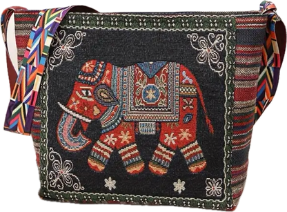 Embroidered Elephant Crossbody Bag