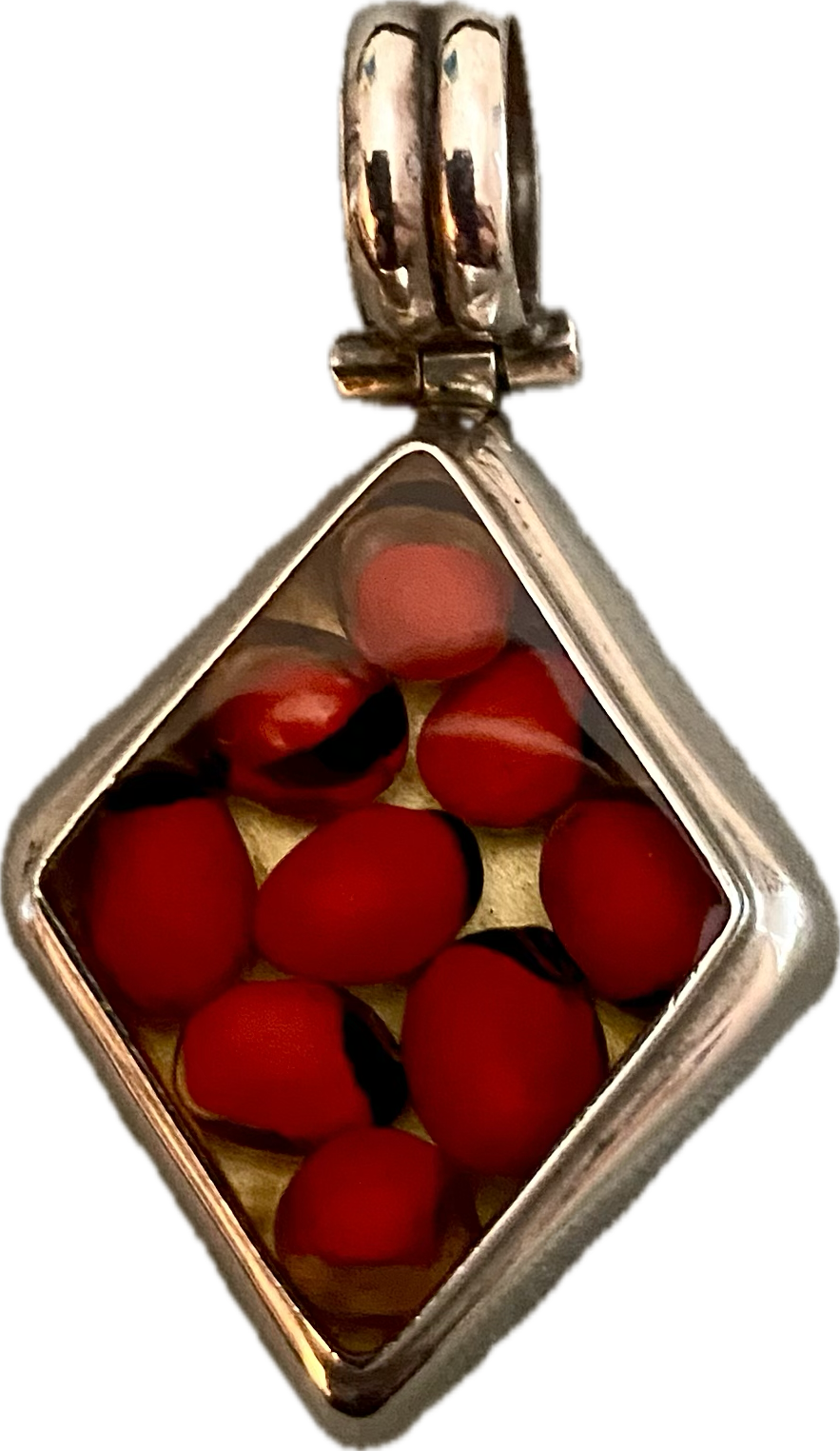 Sterling Silver Protection Peruvian Huayruro Seeds Pendant