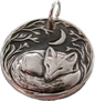 Sleeping Red Tail Fox with Crescent Moon Pendant