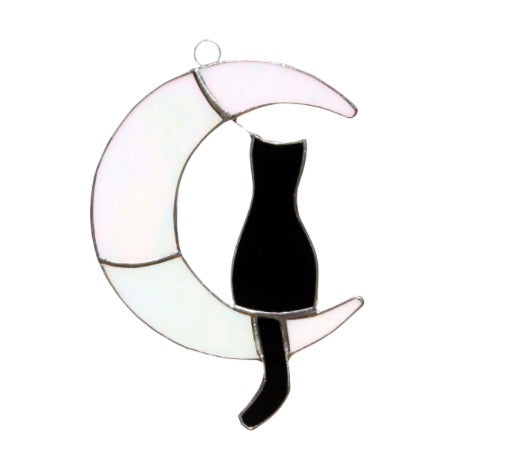 Half Moon Kitty Stained Glass