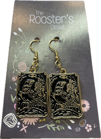 Crow Death Tarot Card Earrings