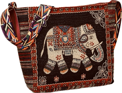 Embroidered Elephant Crossbody Bag