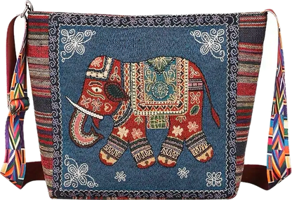 Embroidered Elephant Crossbody Bag