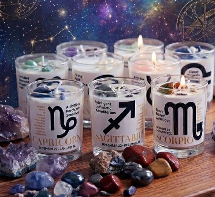 Celestial Zodiac Crystal Candles