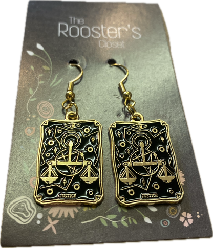 Justice Tarot Card Dangle Earrings