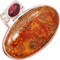 Natural Seam Agate From Morocco & Garnet Silver Pendants