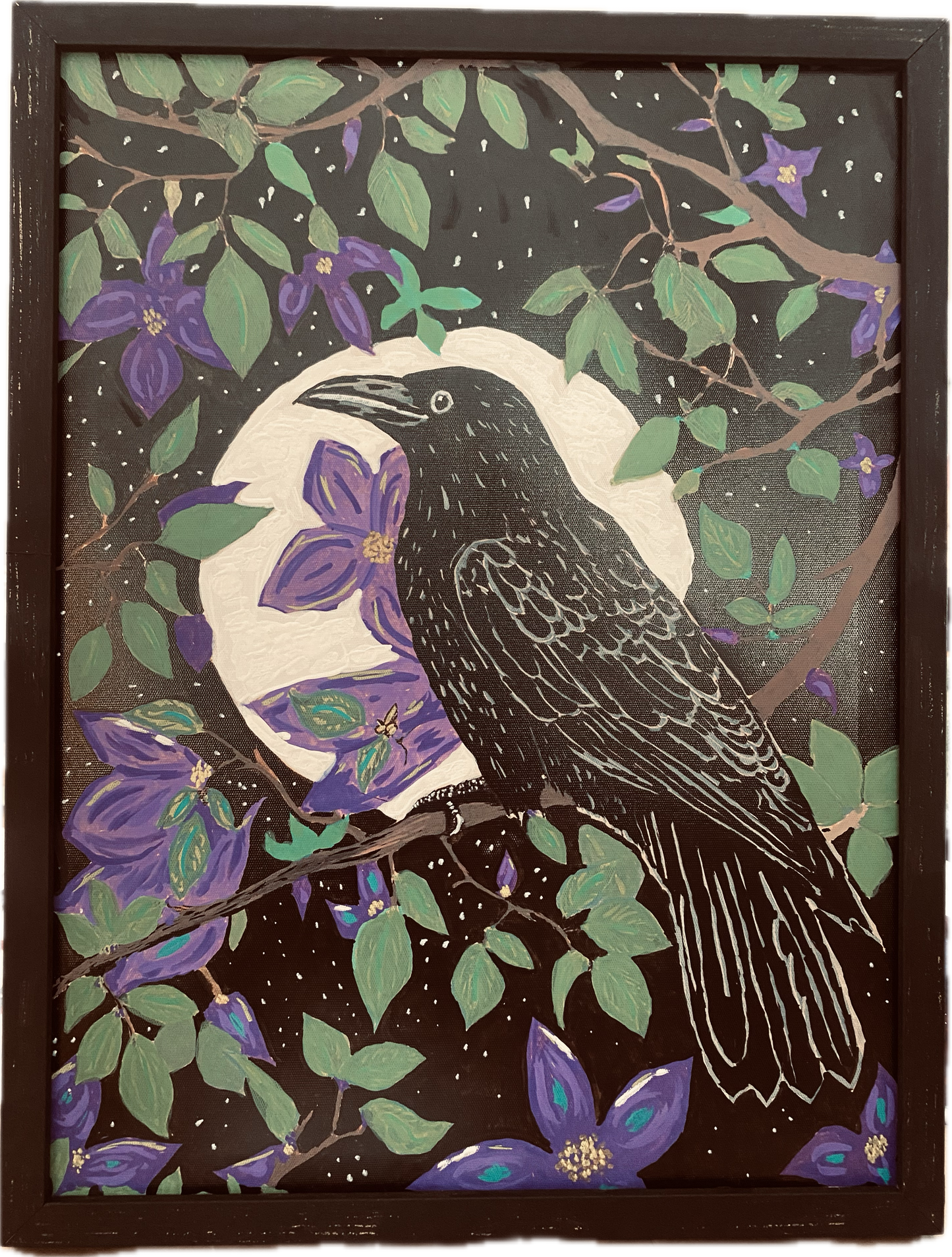 Full Moon Crow Painting
