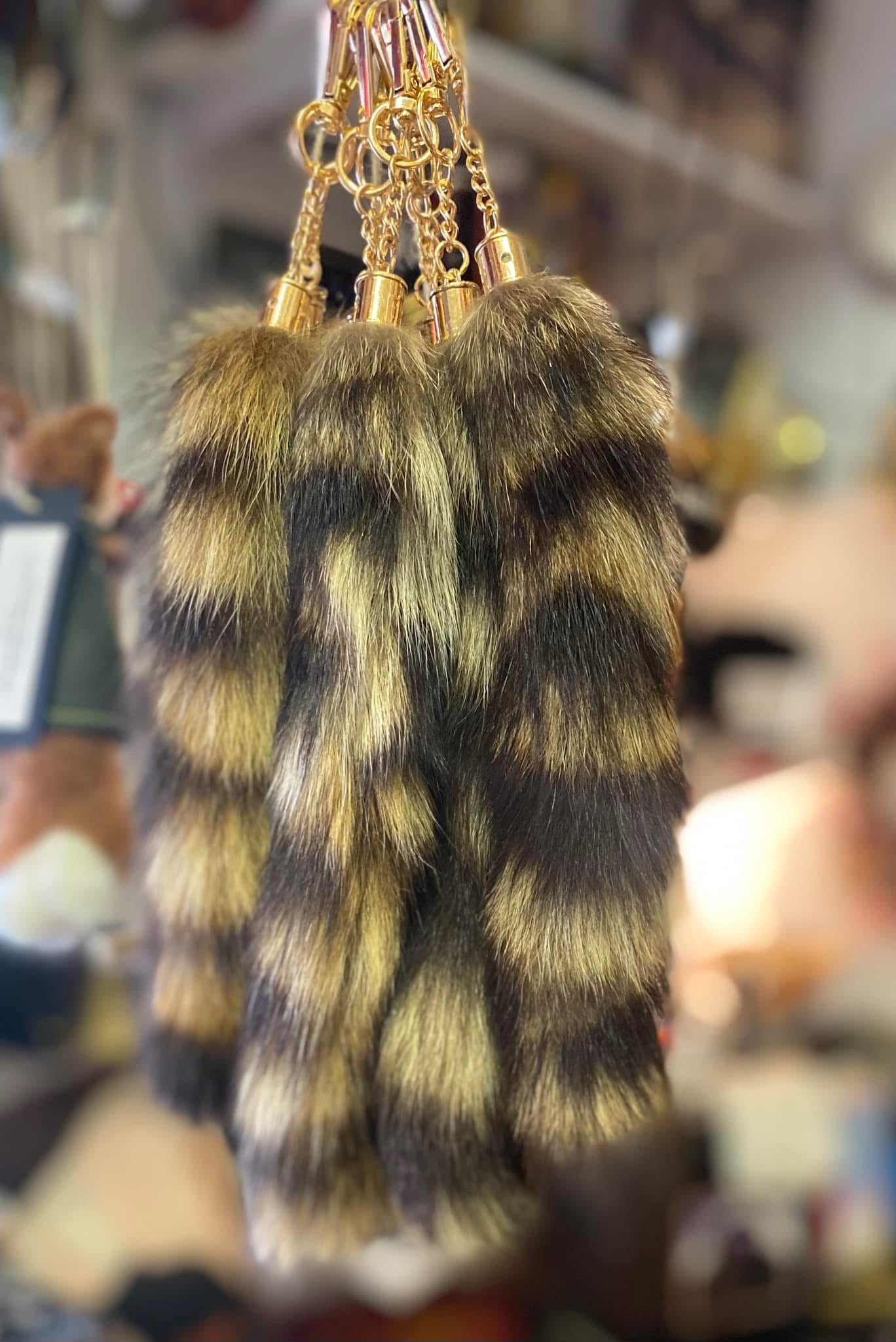 Real Raccoon Tail Keychains