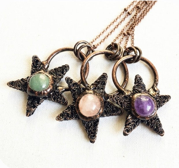 The Earth & Star Pendant: Spun Copper Pentagram Necklace