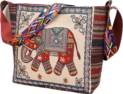 Embroidered Elephant Crossbody Bag