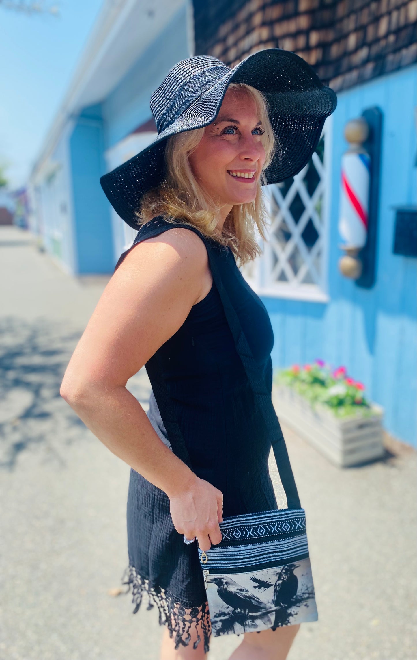 Gothic Black Straw Sunhat