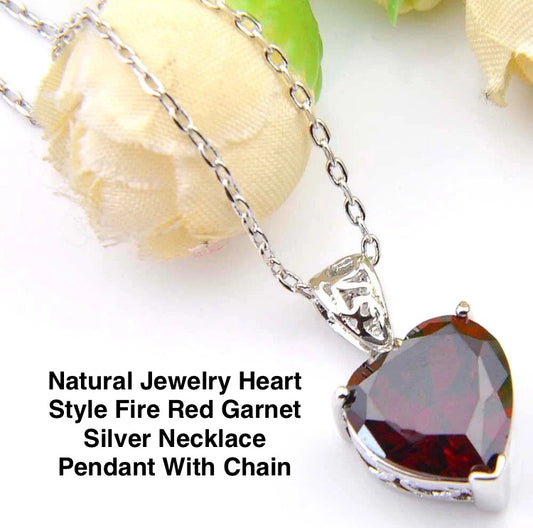 Handmade Garnet Sterling Silver Heart Pendant