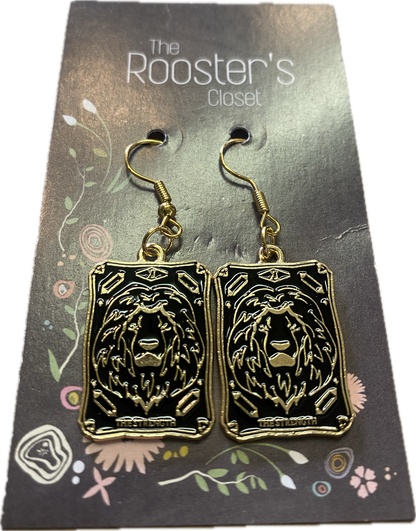 The Strength Tarot Card Dangle Earrings