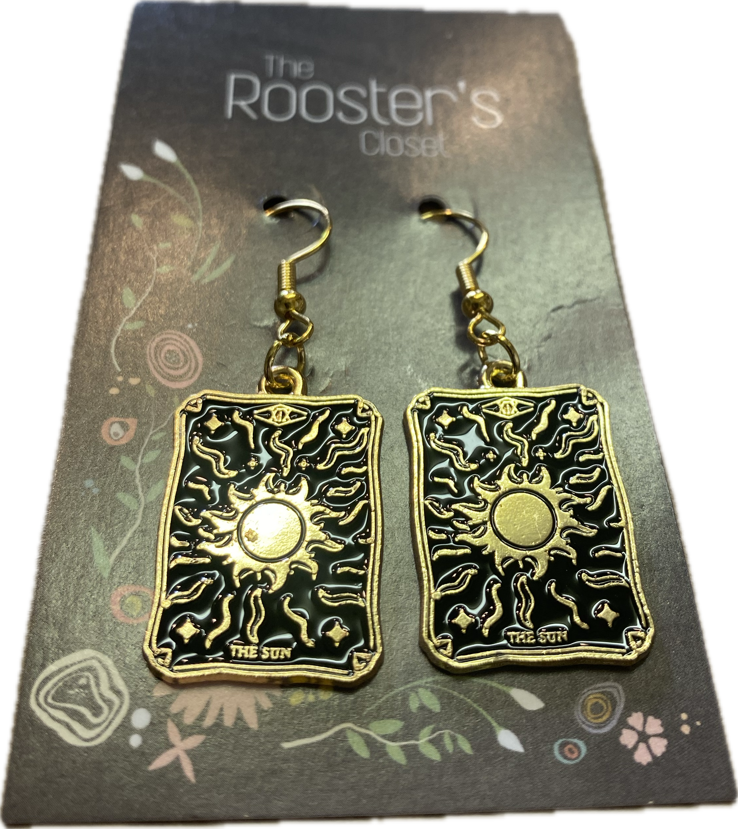The Sun Tarot Card Dangle Earrings