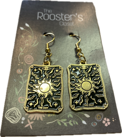 The Sun Tarot Card Dangle Earrings