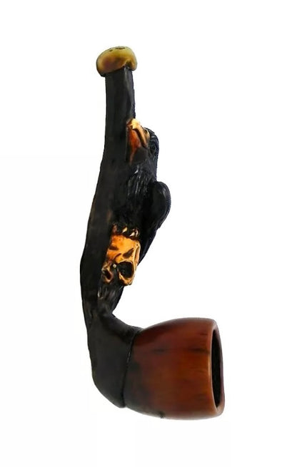 Crow and Skull Ceremonial Pipe